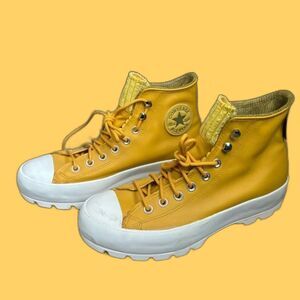 Converse Chuck Taylor Mustard Leather High-Top Sneakers Lugged Gold Dart 10